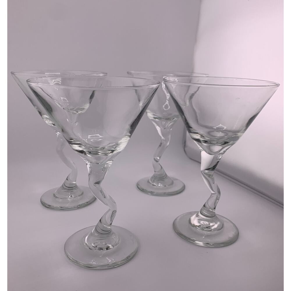 Martini Glasses with Zig Zag Stem Set of 4